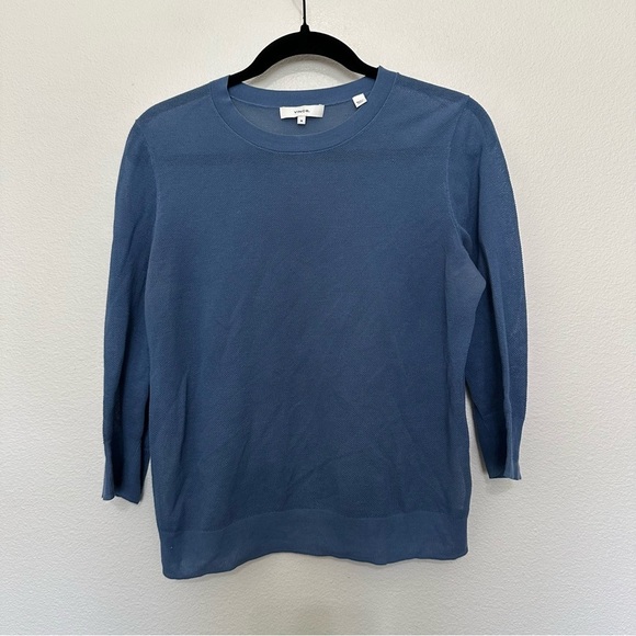 Vince. Women’s cotton open knit crewneck cotton sweater 3/4 sleeve size M medium - Picture 1 of 3